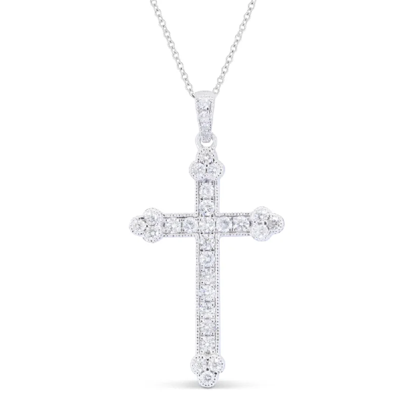 Layered metal necklaces-0.51Ct Diamond 16"pendant Necklace In 14K White Gold