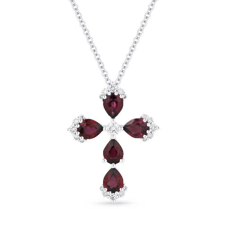 Bloom design necklaces-1.09Ct Ruby 16"pendant Necklace In 18K White Gold