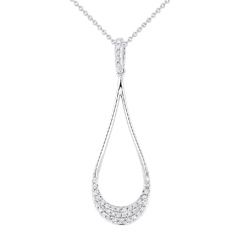 Cultured pearl necklaces-0.11Ct Diamond 16"pendant Necklace In 14K White Gold