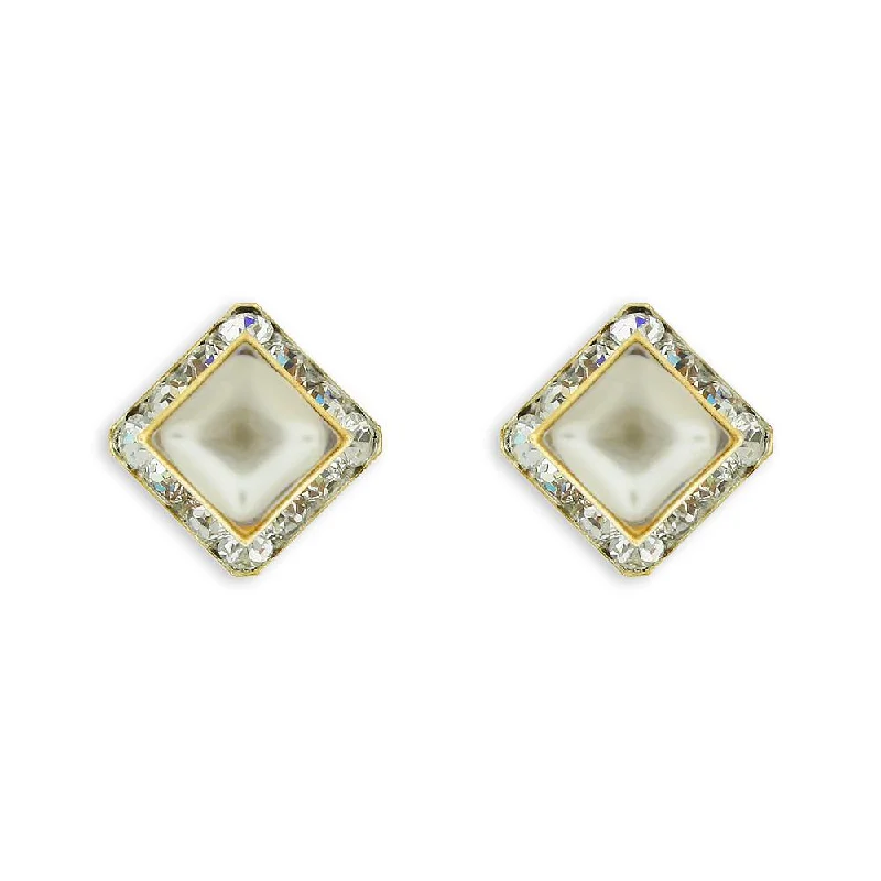 Star glow earrings-Square Pearl Earrings