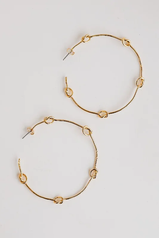 Clear bead earrings-Sadie Gold Knot Hoop Earrings