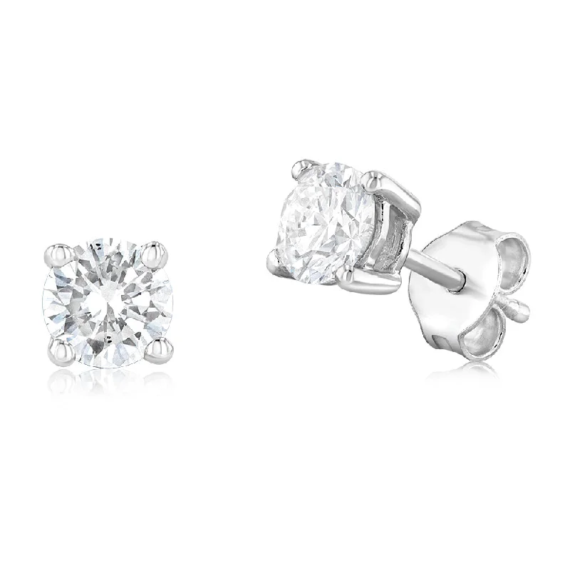 Clear bead rings-Luminesce Lab Grown 1 Carat Solitaire Diamond Stud Earings in Sterling Silver