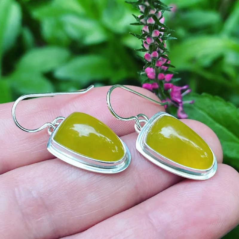 Broad hoop earrings-Vesuvianite and Sterling Silver Earrings