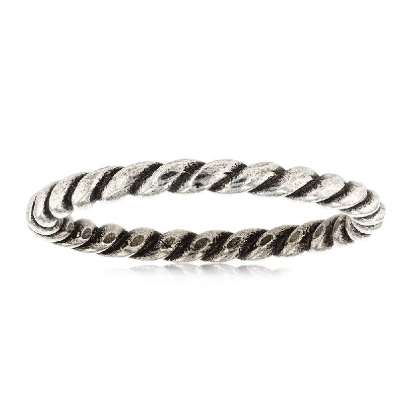 Pure diamond rings-Sterling Silver Oxidised Twisted Ring