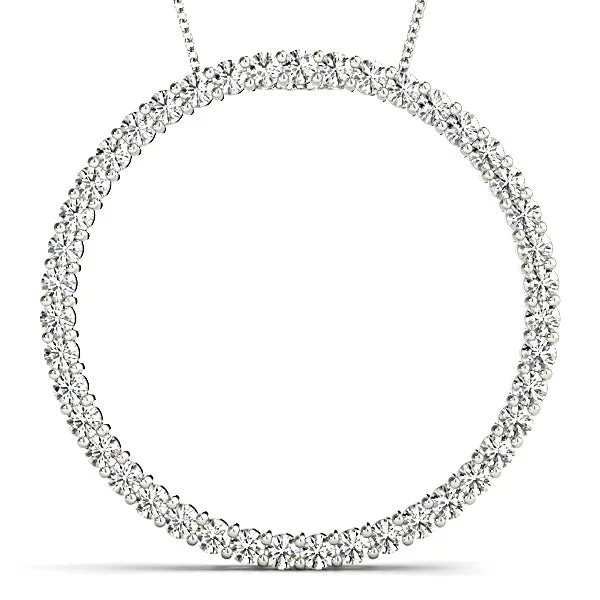 Layered metal necklaces-1.29 ctw Diamond Circle Necklace Pendant Shared Prong Set