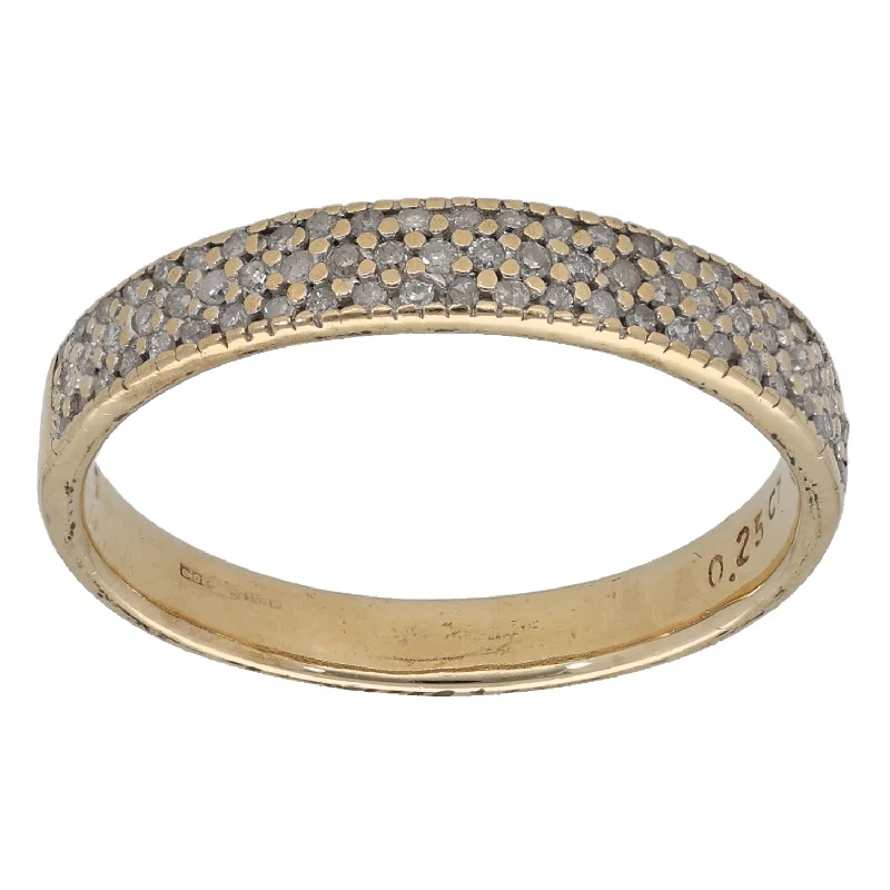 Smooth letter rings-9ct Gold 0.25ct Diamond Half Eternity Ring Size P