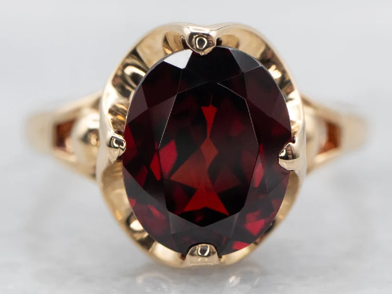 Thin clay rings-Yellow Gold Pyrope Garnet Solitaire Cocktail Ring