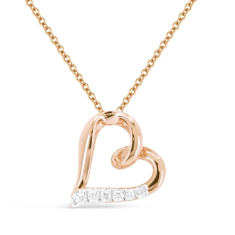 Grand diamond necklaces-0.08Ct Diamond 16"pendant Necklace In 14K Rose Gold