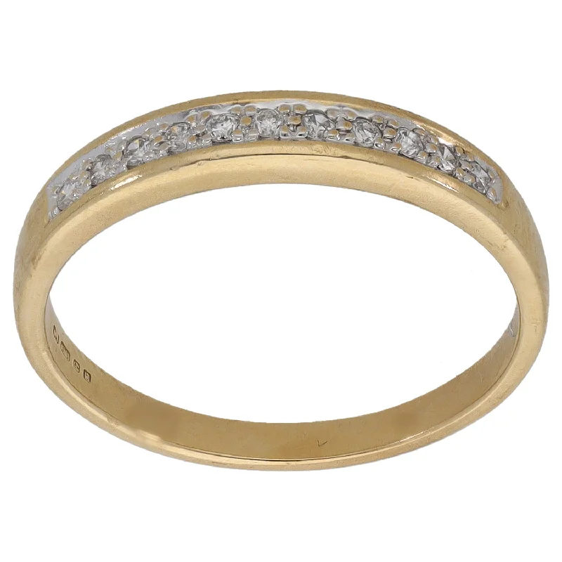 Edwardian style rings-9ct Gold 0.11ct Diamond Half Eternity Ring Size N