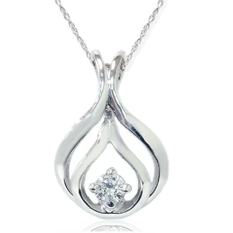 Thread choker necklaces-1/10ct Solitaire Diamond Pendant 14K White Gold