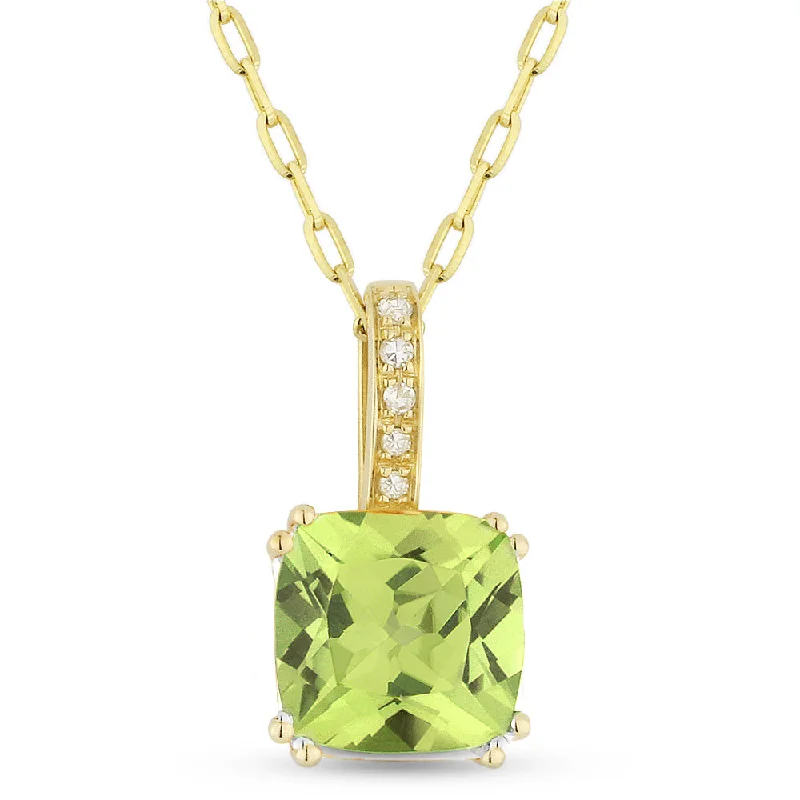 Twist clasp necklaces-1.52Ct Peridot 16"pendant Necklace In 14K Yellow Gold