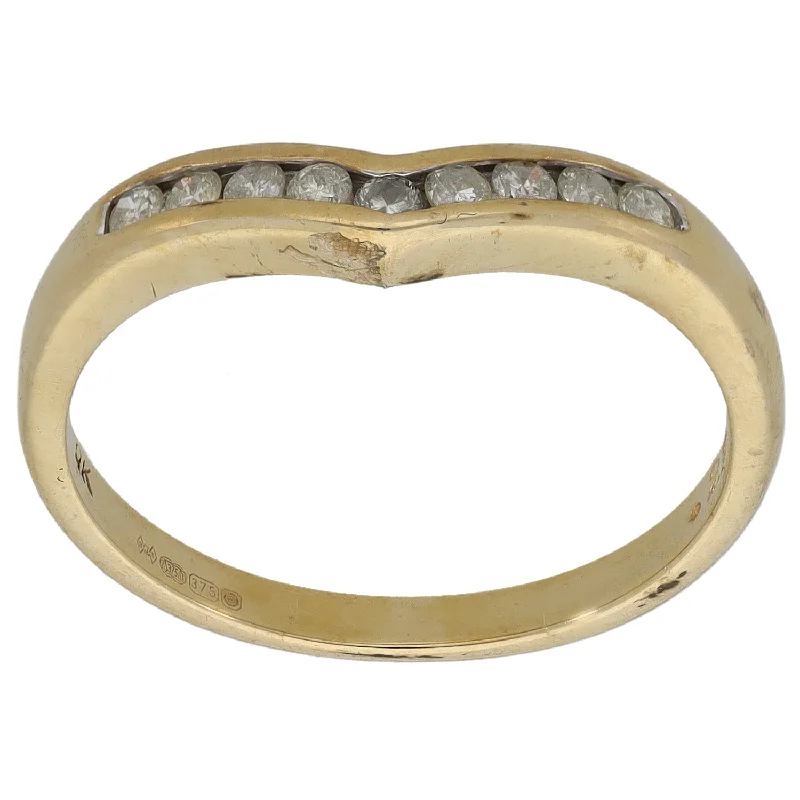 Worn vow rings-9ct Gold 0.27ct Diamond Wishbone Ring Size R