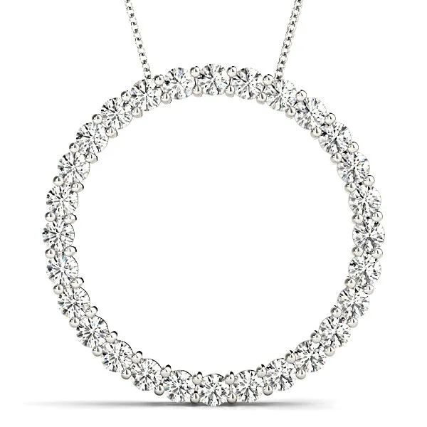 Thick weave necklaces-1.26 ctw Diamond Circle Necklace Pendant Shared Prong Set