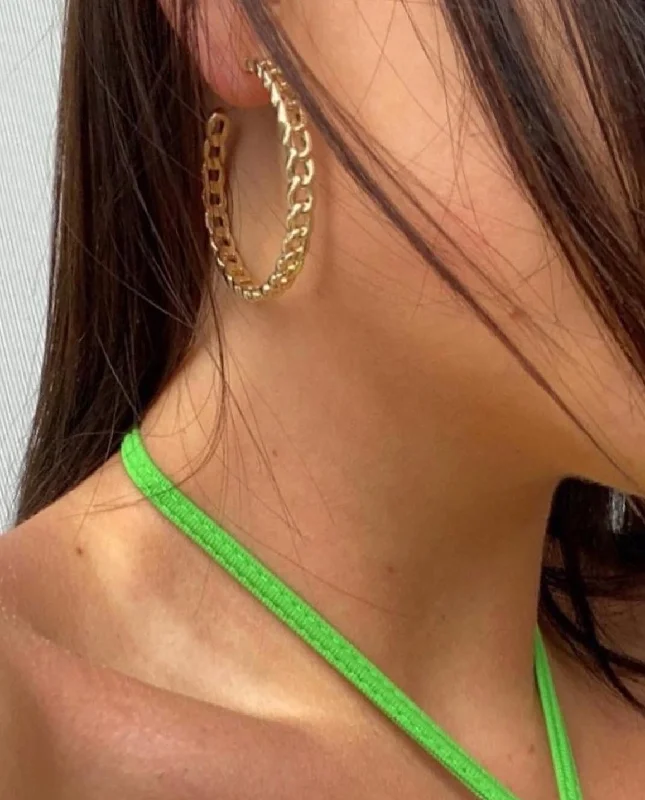 Slim wing earrings-ERIN CUBAN LINK CHAIN HOOP EARRINGS