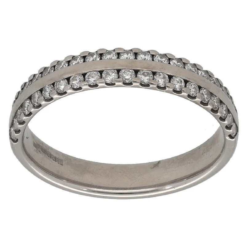 Thick band rings-18ct White Gold 0.40ct Diamond Half Eternity Ring Size M