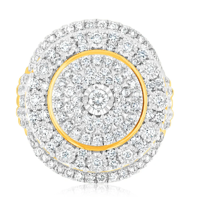 Moon birthstone rings-Luminesce Lab Grown 9ct Yellow Gold 2 Carat Diamond Cluster Ring