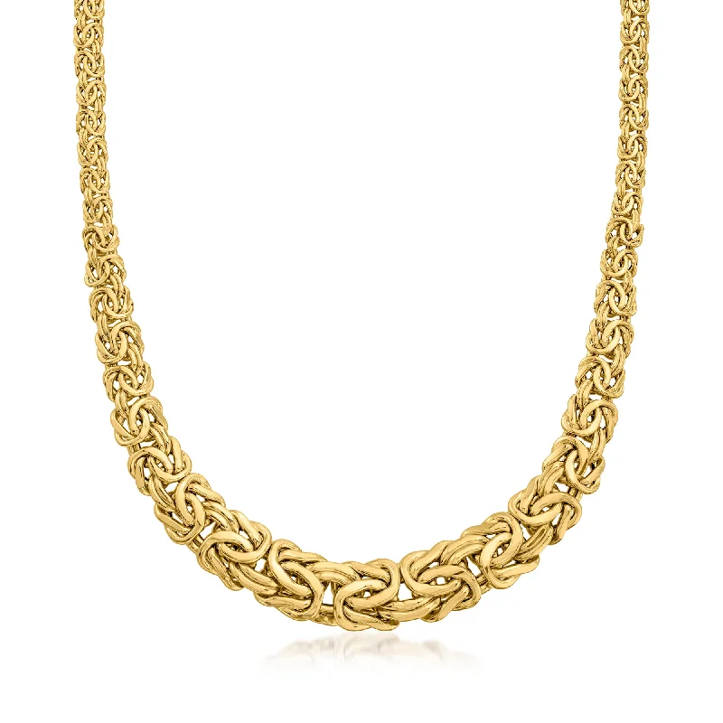 Thin enamel necklaces-Ross-Simons 18kt Yellow Gold Graduated Byzantine Necklace