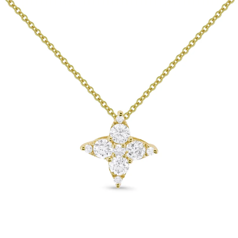 Joy charm necklaces-0.25Ct Diamond 16"pendant Necklace In 14K Yellow Gold