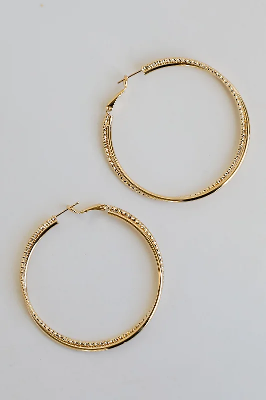 Slim pearl earrings-Heidi Gold Double Hoop Earrings