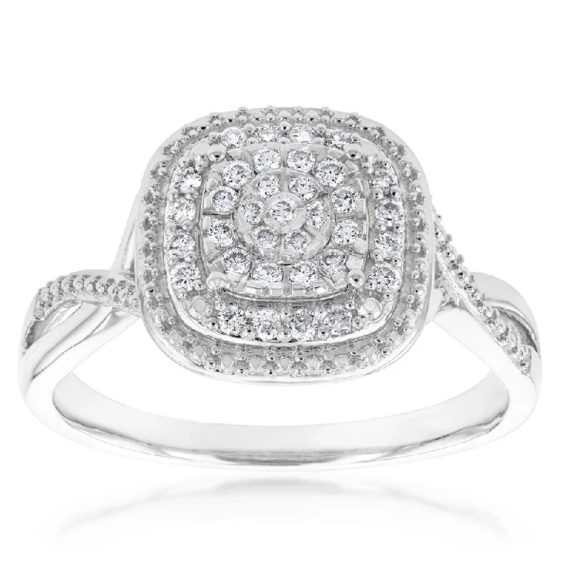 Layered metal rings-Luminesce Lab Grown Diamond 1/4 Carat Dress Ring in Sterling Silver