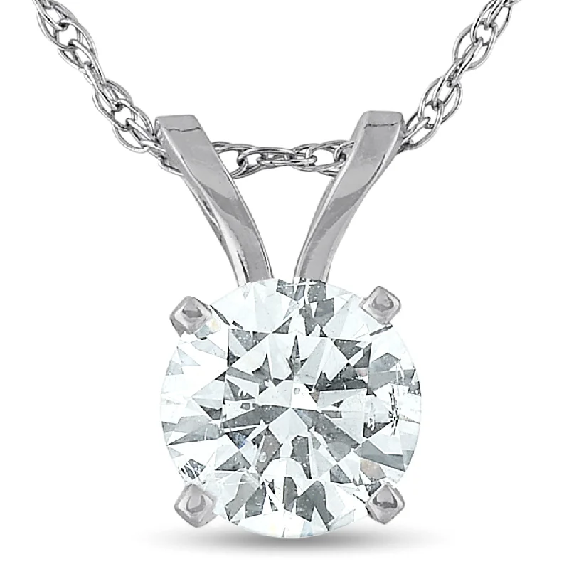 Round pendant necklaces-5/8 Ct Diamond Solitaire Pendant Necklace Available in 14k White or Yellow Gold