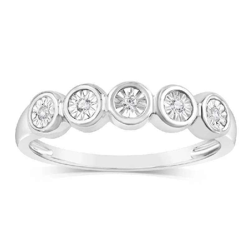 Swirl shape rings-Luminesce Lab Grown 5 Diamonds Ring in Sterling Silver