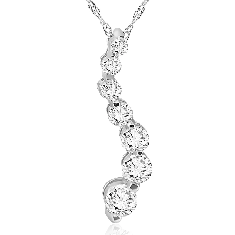 Thin beaded necklaces-1/2 Ct Lab Grown Diamond Journey Pendant in White or Yellow Gold