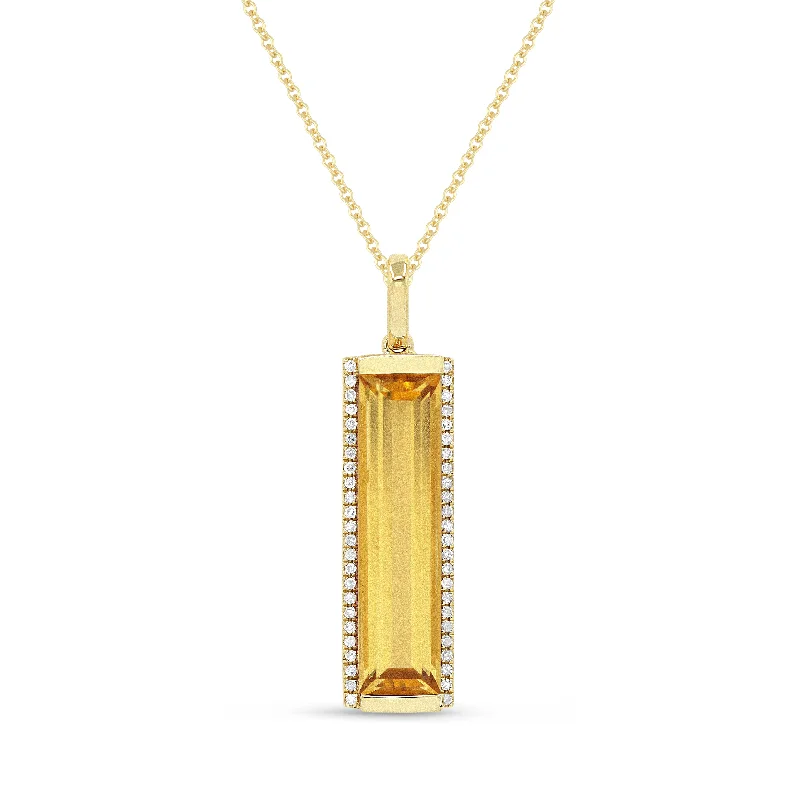 Little gem necklaces-3.23Ct Citrine 16"pendant Necklace In 14K Yellow Gold