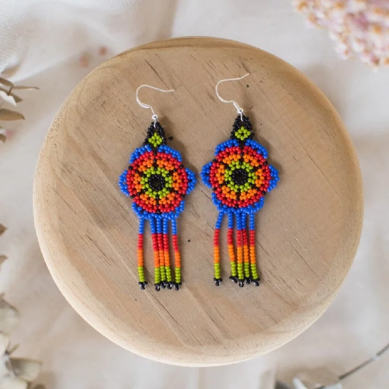 Birch wood earrings-Peyote