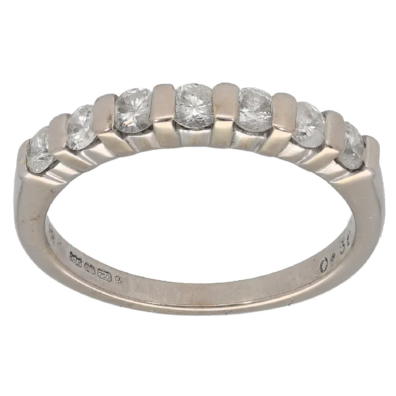 Bloom carved rings-18ct White Gold 0.50ct Diamond Half Eternity Ring Size K