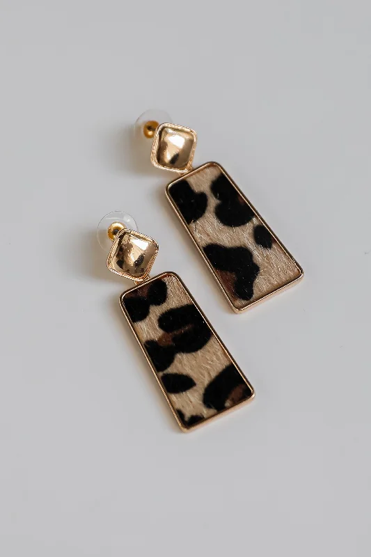 Edwardian style earrings-Serena Leopard Drop Earrings