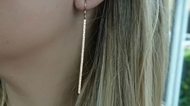 Smooth disc earrings-Long Stick Earrings