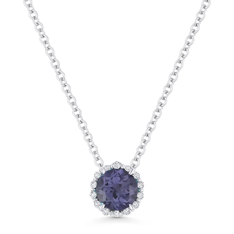 Edwardian style necklaces-0.69Ct Alexandrite 16"pendant Necklace In 14K White Gold