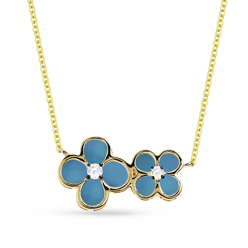 Swirl shape necklaces-1.07Ct Turquoise 18"necklacein 14K Yellow Gold