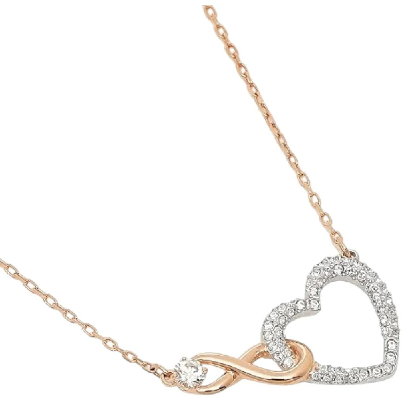 Ten-layer necklaces-Swarovski Infinity 5518865 White Mixed Metal Heart Pendant Necklace