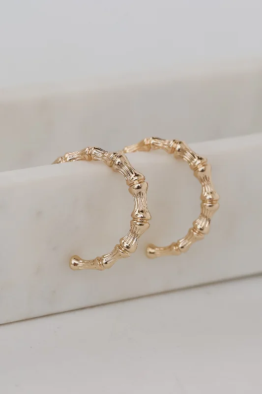 Twig style earrings-Brielle Gold Textured Hoop Earrings