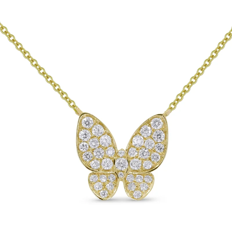 Broad bib necklaces-0.43Ct Diamond Necklace In 14K Yellow Gold