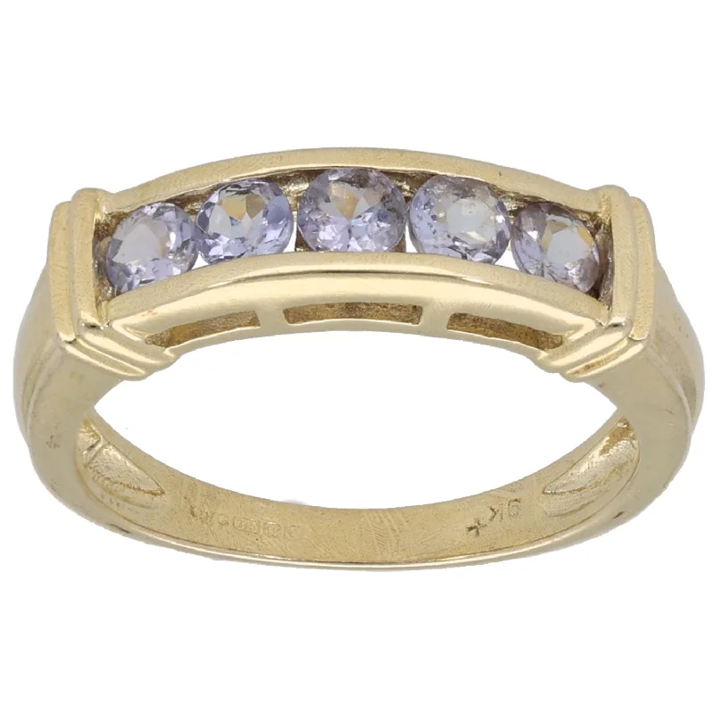 Thin enamel rings-9ct Gold Tanzanite Half Eternity Ring Size K