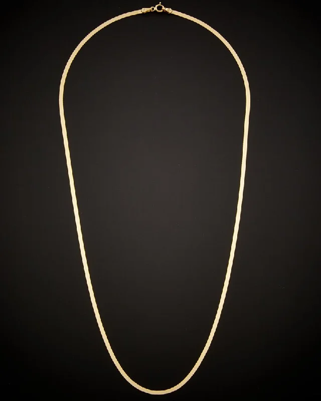 Strong chain necklaces-14K Italian Gold Herringbone Necklace