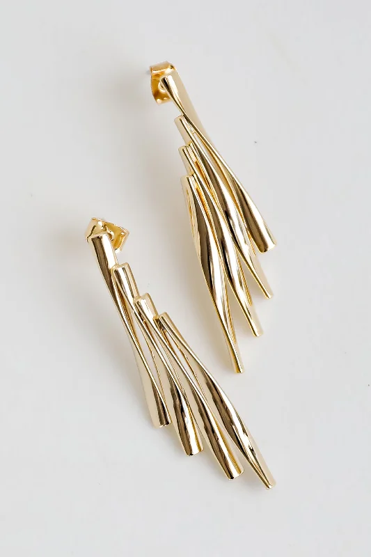 Ten-tier earrings-Harley Gold Statement Earrings