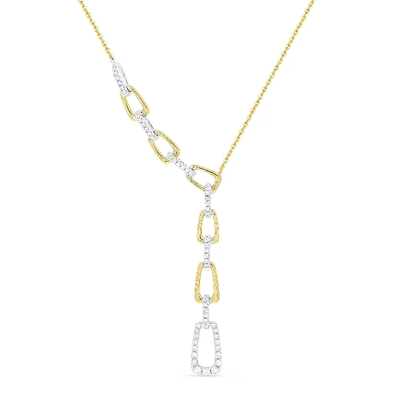 Twig weave necklaces-0.24Ct Diamond Necklace In 14K White And Yellow Gold