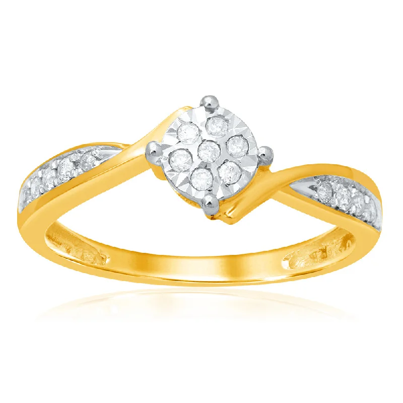 Slim rose rings-9ct Yellow Gold 15 Point Diamond Dress Ring