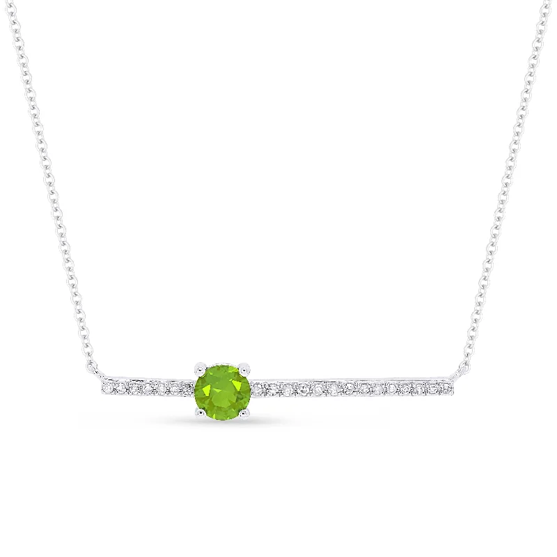 Turquoise stone necklaces-0.29Ct Peridot 18"necklacein 14K White Gold