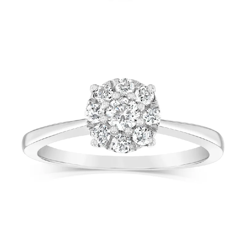 Daisy rings-Luminesce Lab Grown 9ct White Gold 0.30 Carat Diamond Round Cluster Ring