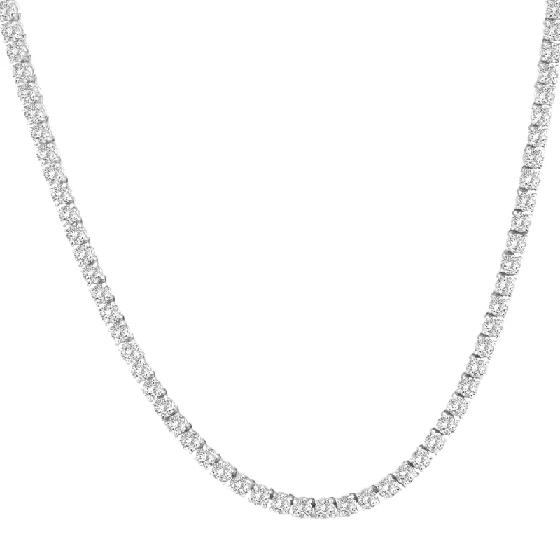 Lanka style necklaces-23 Ct TW Round Cut lab Grown Diamond Tennis Necklace 14K White Gold 18"