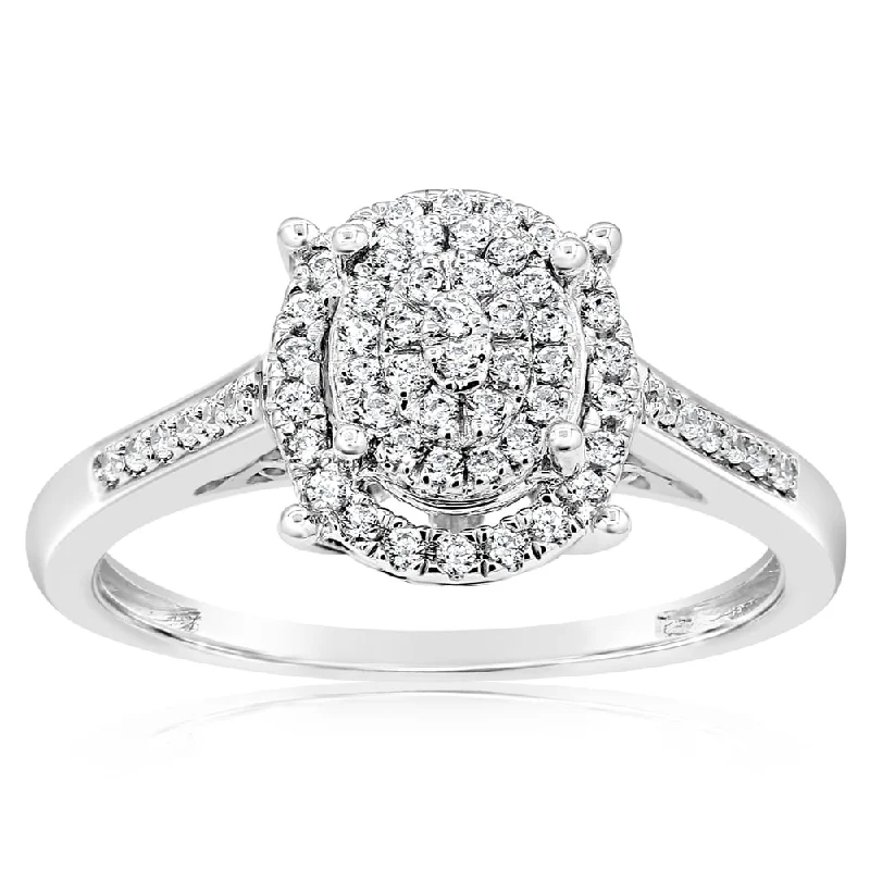 Thick band rings-Sterling Silver 1/4 Carat Diamond Dress Ring