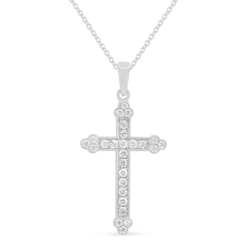 Clean cross necklaces-0.30Ct Diamond 16"pendant Necklace In 14K White Gold