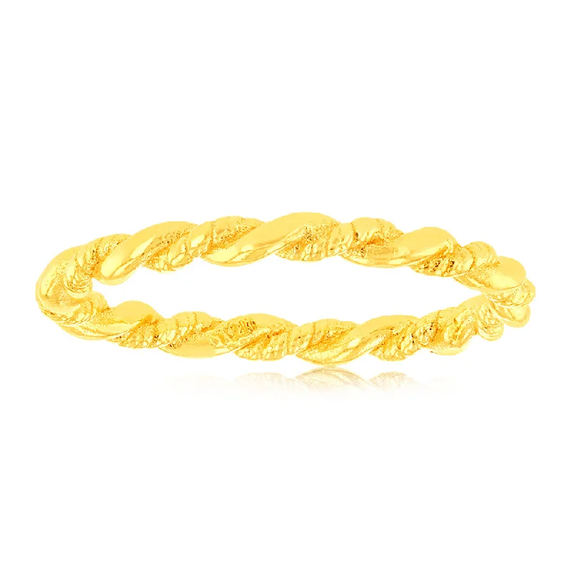 Multi-design rings-Sterling Silver Gold Plated Plain Twisted Ring