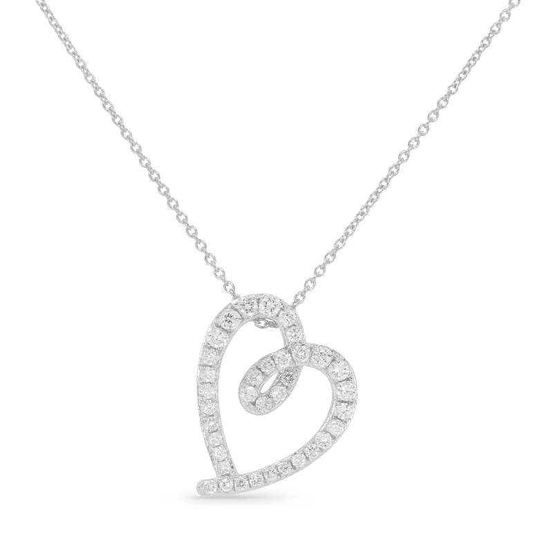 Thin-line necklaces-0.30Ct Diamond 16"pendant Necklace In 14K White Gold