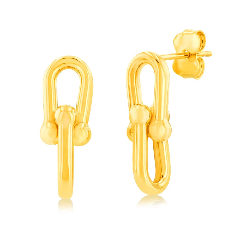 Swirl shape rings-9ct Yellow Gold Silverfilled Link Drop Stud Earring